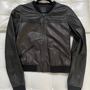 Trouve Fashion Black Leather Moto Jacket Lightweight Full Zip Medium